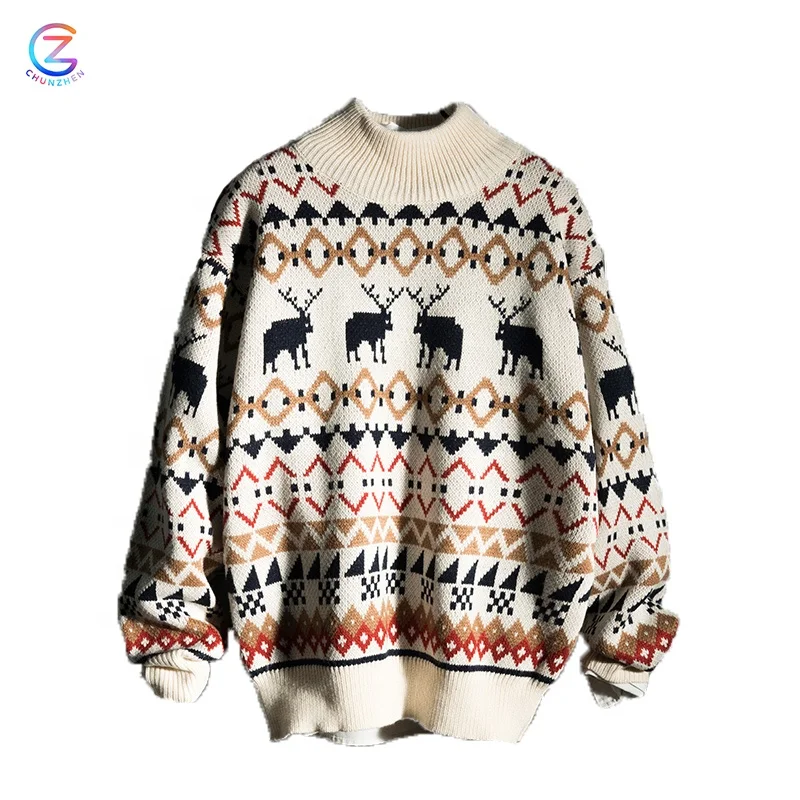 Рождественские зимние свитера для девочек, женская вязаная одежда для вечеринки, большой размер, Красный джемпер с длинными рукавами и оленями, свитер