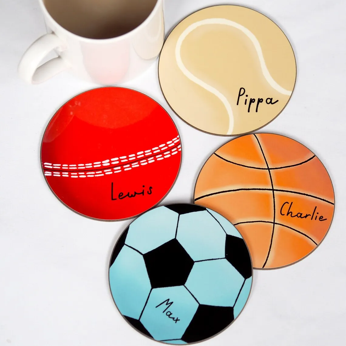 Free sample coasters custom sublimation or UV printing round shape white ceramic blank tile coasters ball design