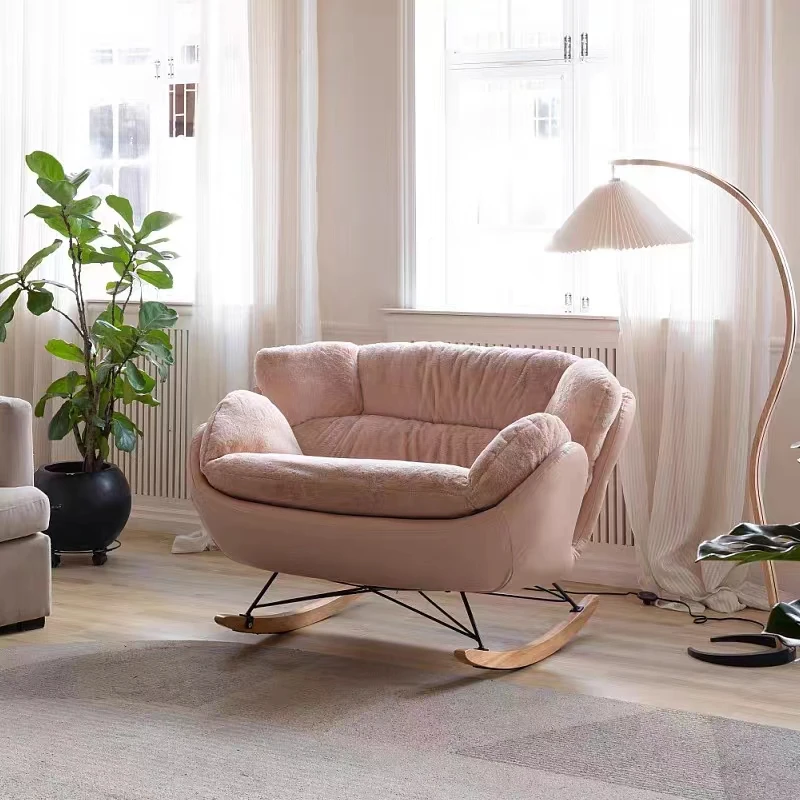 double rocking chair recliner  technology fabric balcony home leisure Nordic light luxury lazy rocking chair