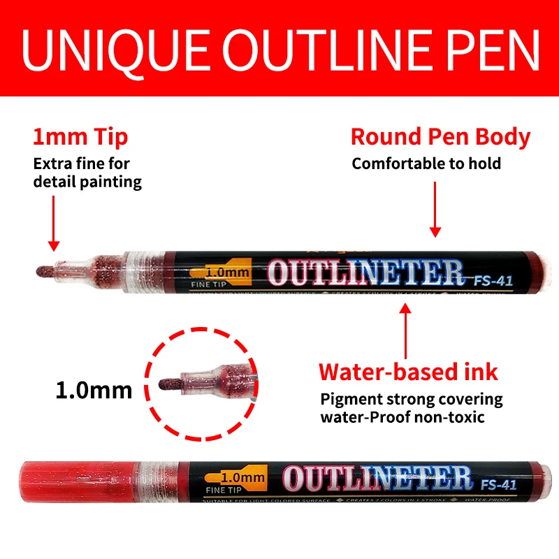 Hot Selling 18 Pcs Pack Drawing Double Line Outline Pen Outline Highlighter Marker Pen Metallic Color Marker