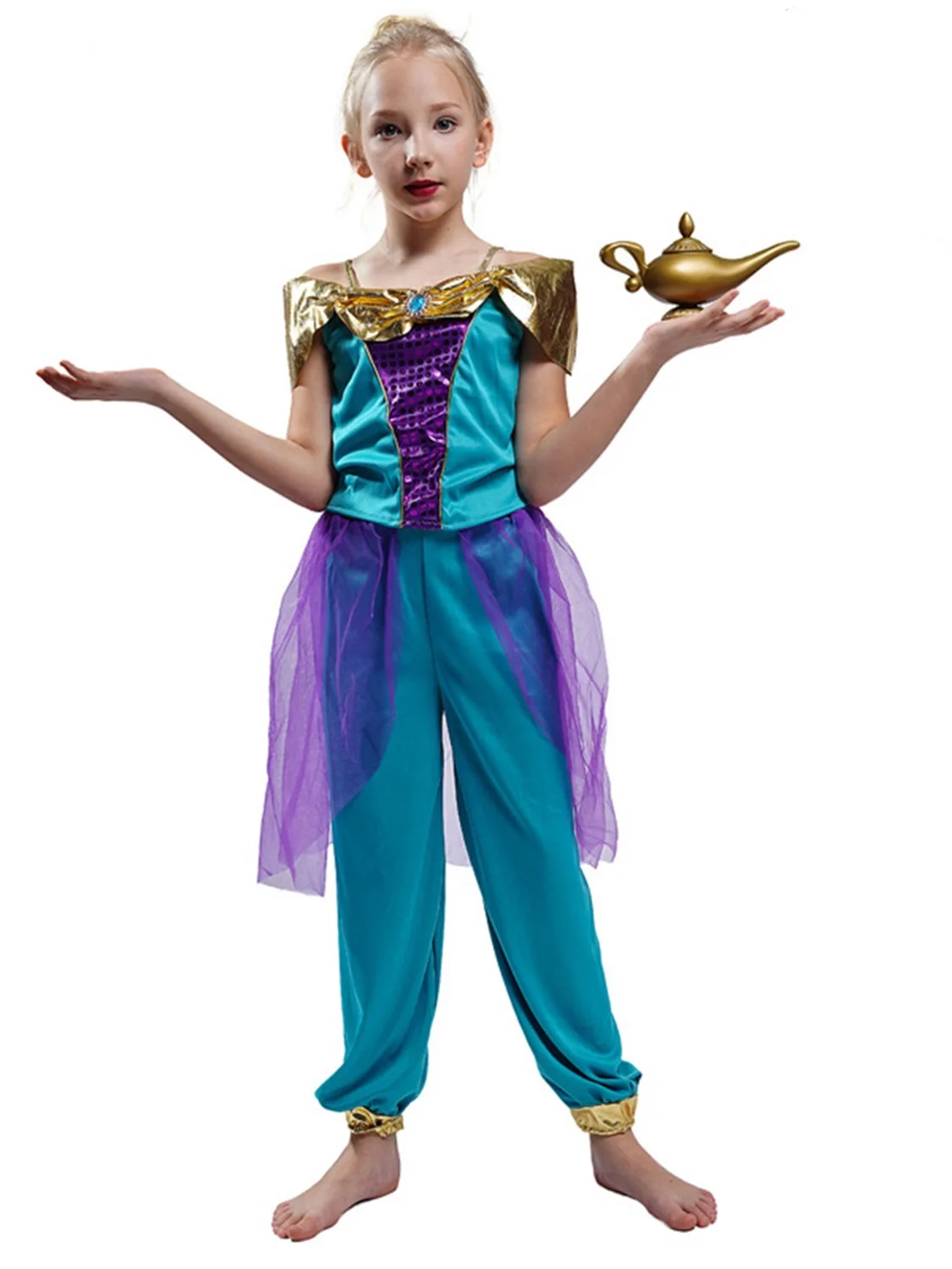Movie Aladdin and the Magic Lamp Jasmine Cosplay Costume Blue suit Halloween Arab princess