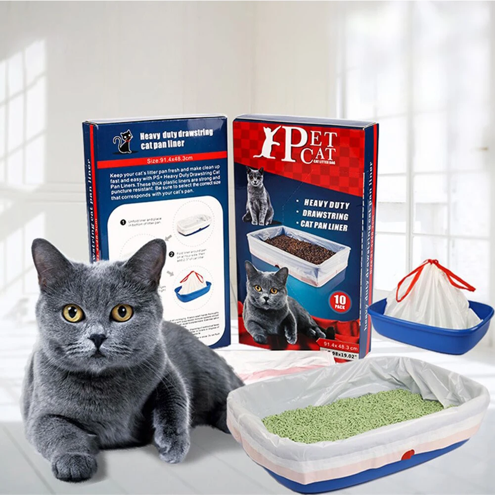 Cat Litter Box Liners 30 Count Drawstring Cat Waste Liners