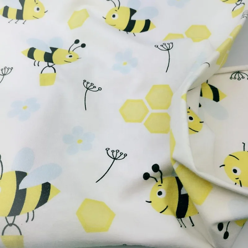
design your textile fancy cartoon digital print soft and breathable baby wear cotton knit fabric with spandex 
