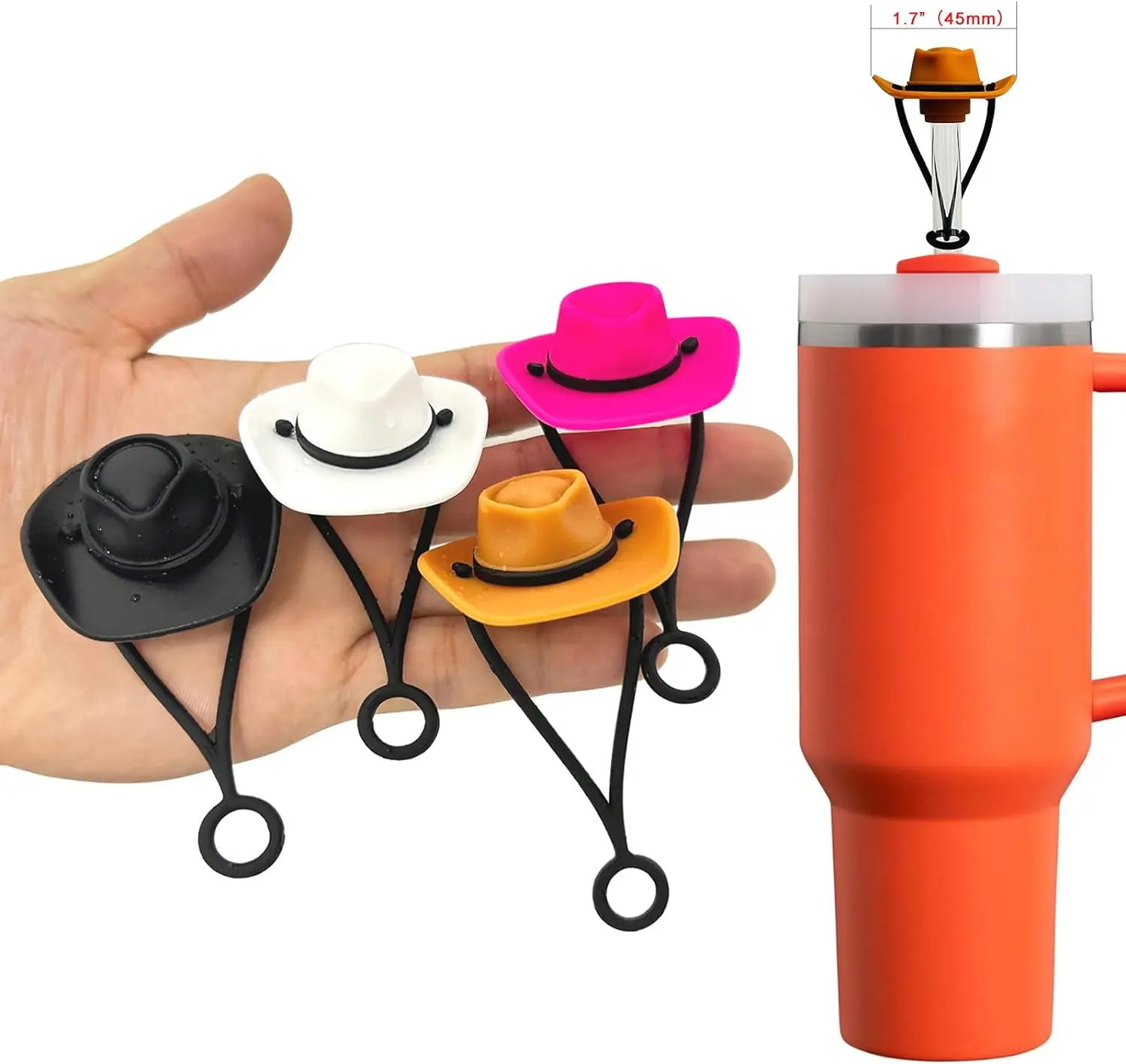 4pcs 6pcs Customize Packing 6 Color Silicone Cover Dust Proof Straw Plugs Tight 10mm stanley Cowgirl Cowboy Hat