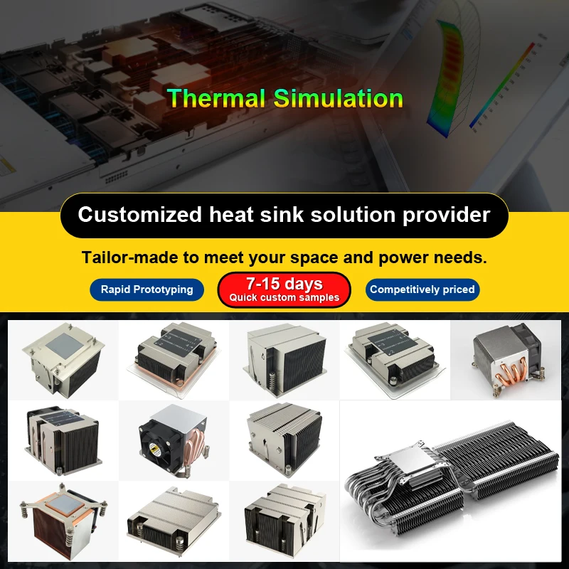 xinhao custom design Wholesale  radiator  LGA4189 400W 2U aluminum fin Copper base 5 heat pipe  Stacked server CPU cooler
