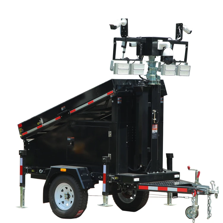 Powered Mobile Lighting Trailer with Telescopic Mast LED Solar Light Tower