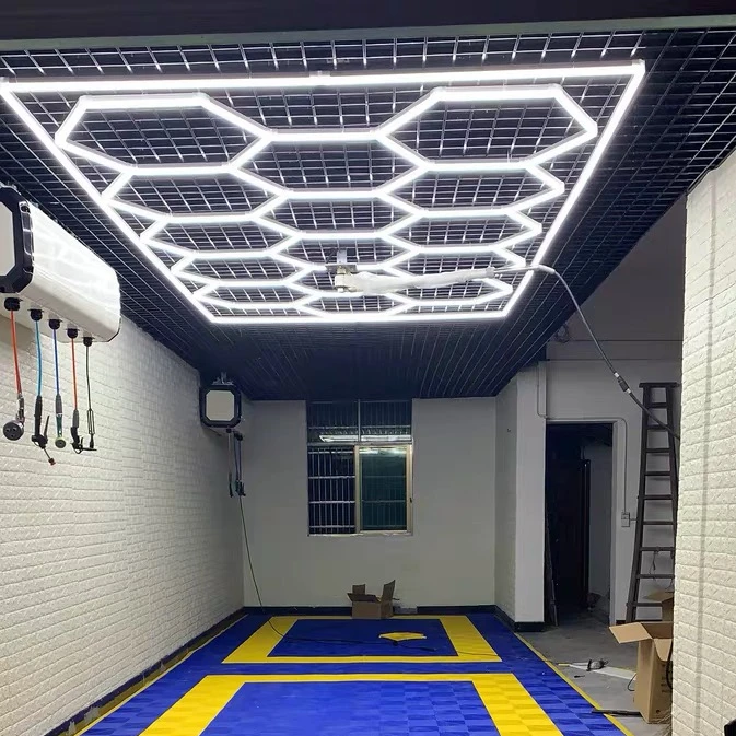 Professional factory produce LED hexagonal workshop light for the car care equipment booth