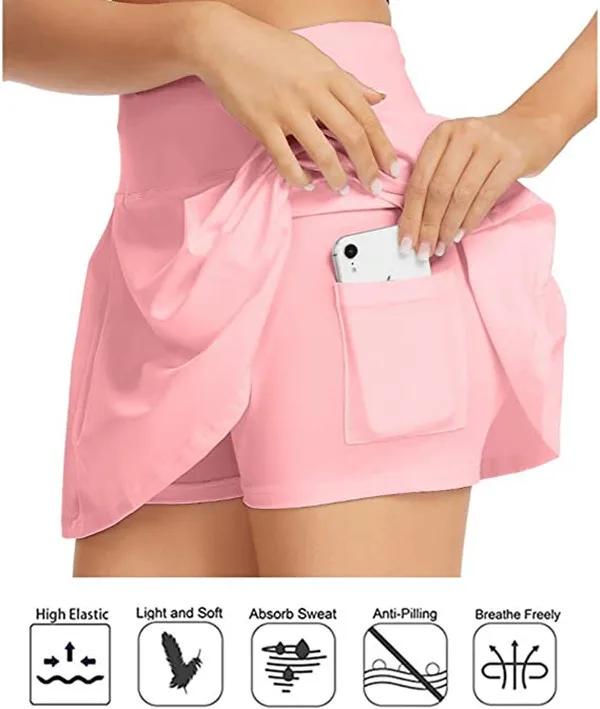 Женская юбка для гольфа и тенниса, спортивное платье с 2 карманами, шорты, юбка для фитнеса