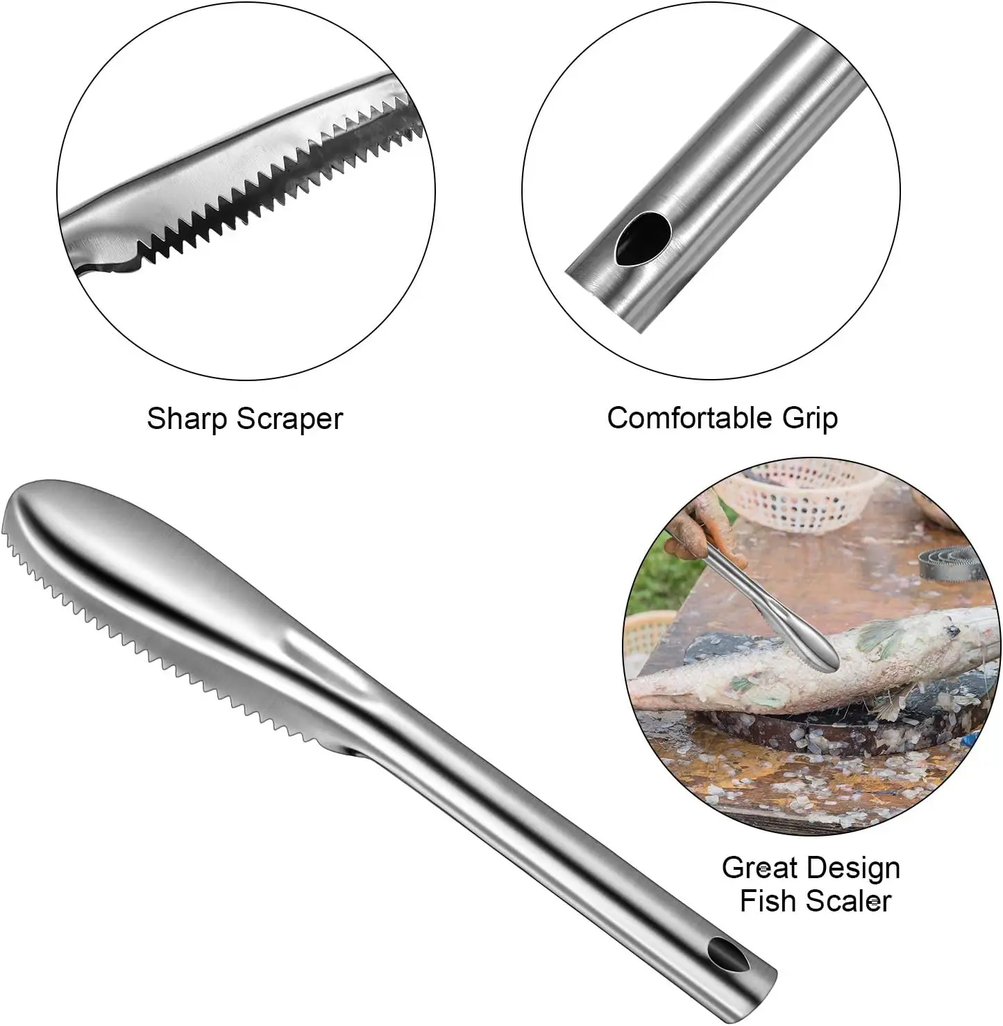 Set of 4 Pieces  Stainless Steel Fish Scales craper  fish scale remover Fish Skin Graters Cleaning Peeler