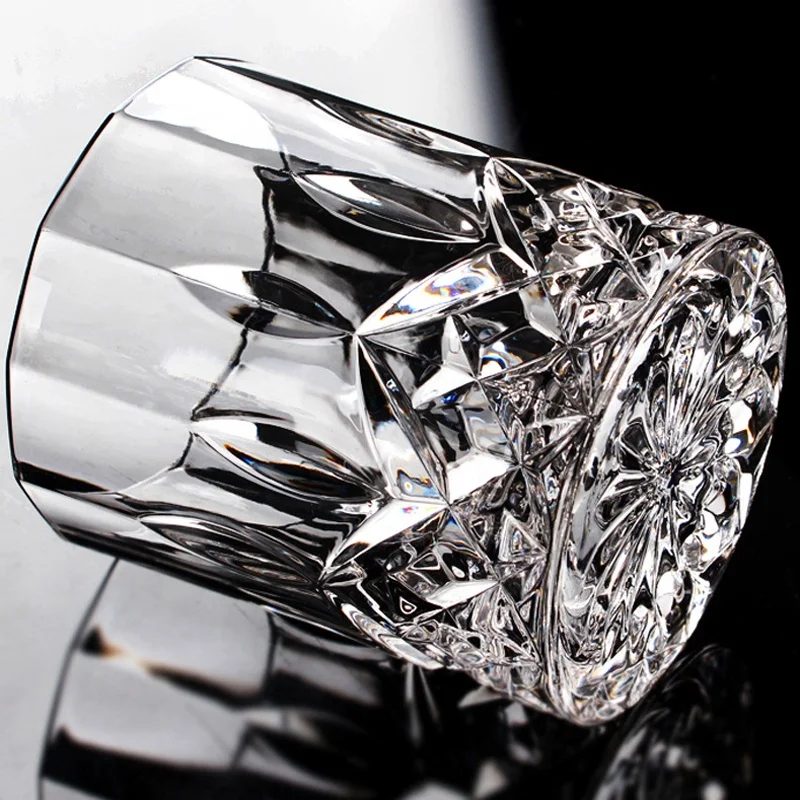 Lead-free glass diamond cup 300ml round bottom whisky glass cups for whisky tasting glass whisky glassware
