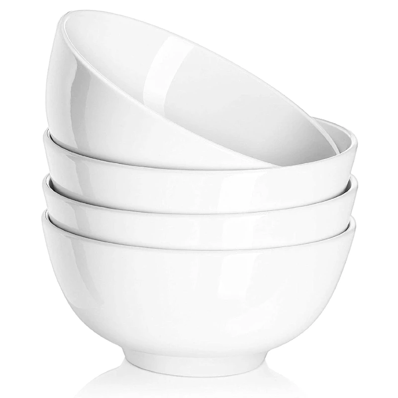Dishwasher & Microwave Safe Porcelain White Cereal Rice Pasta Salad Oatmeal Ceramic Soup Bowls