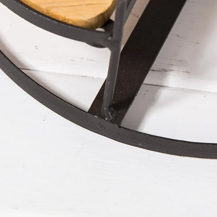 European style wrought iron flower stand solid wood shelf rotating multi-layer ladder balcony living room staircase flower pot