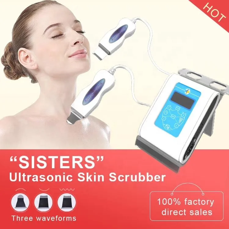Beauty Portable 2 Handles Ultrasonic Peeling Skin Scrubber Face Cleaner Skin Care Product