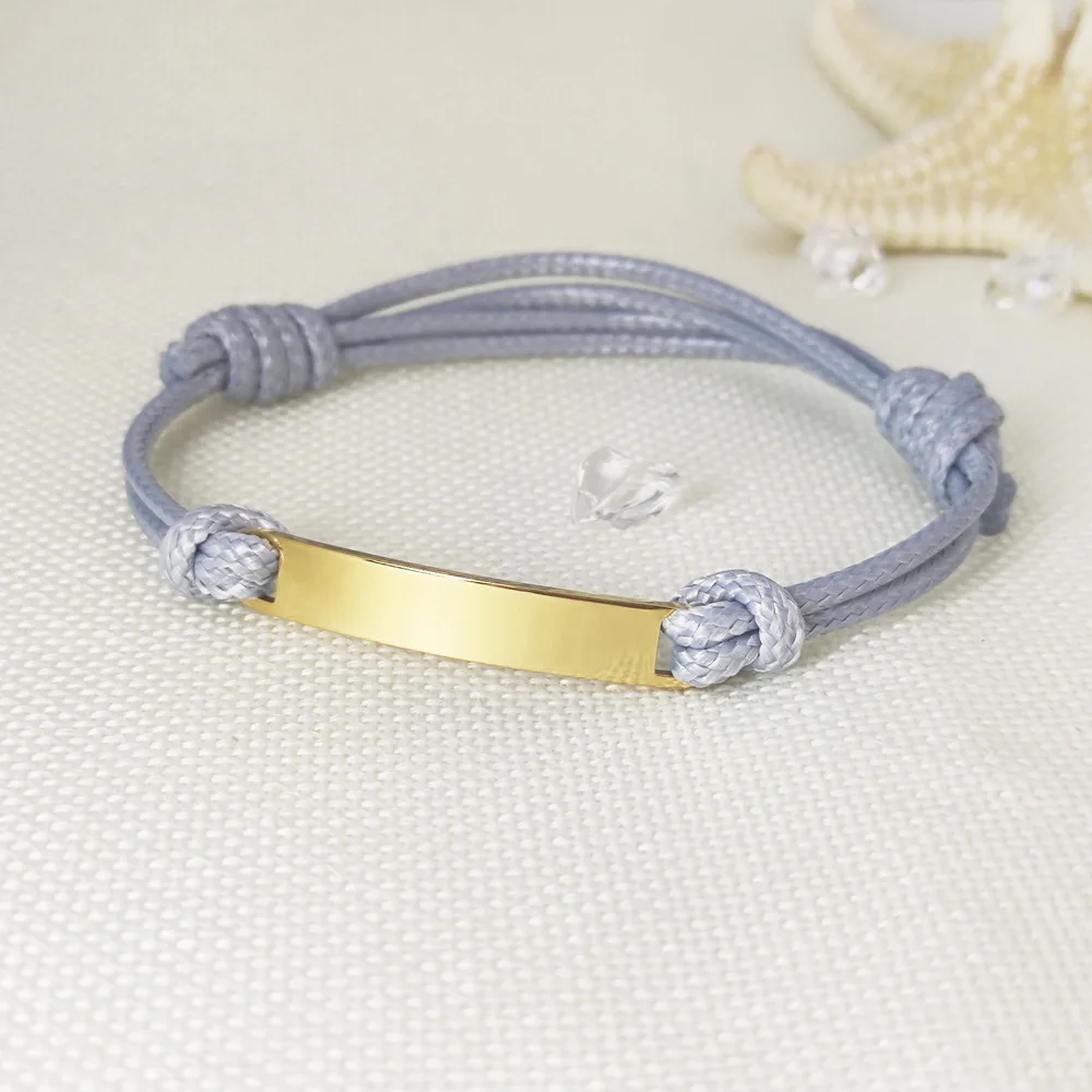DIY Personalized Blank Bar Rope Cheap Stainless Steel Customized Engraved Laser Words Bracelet