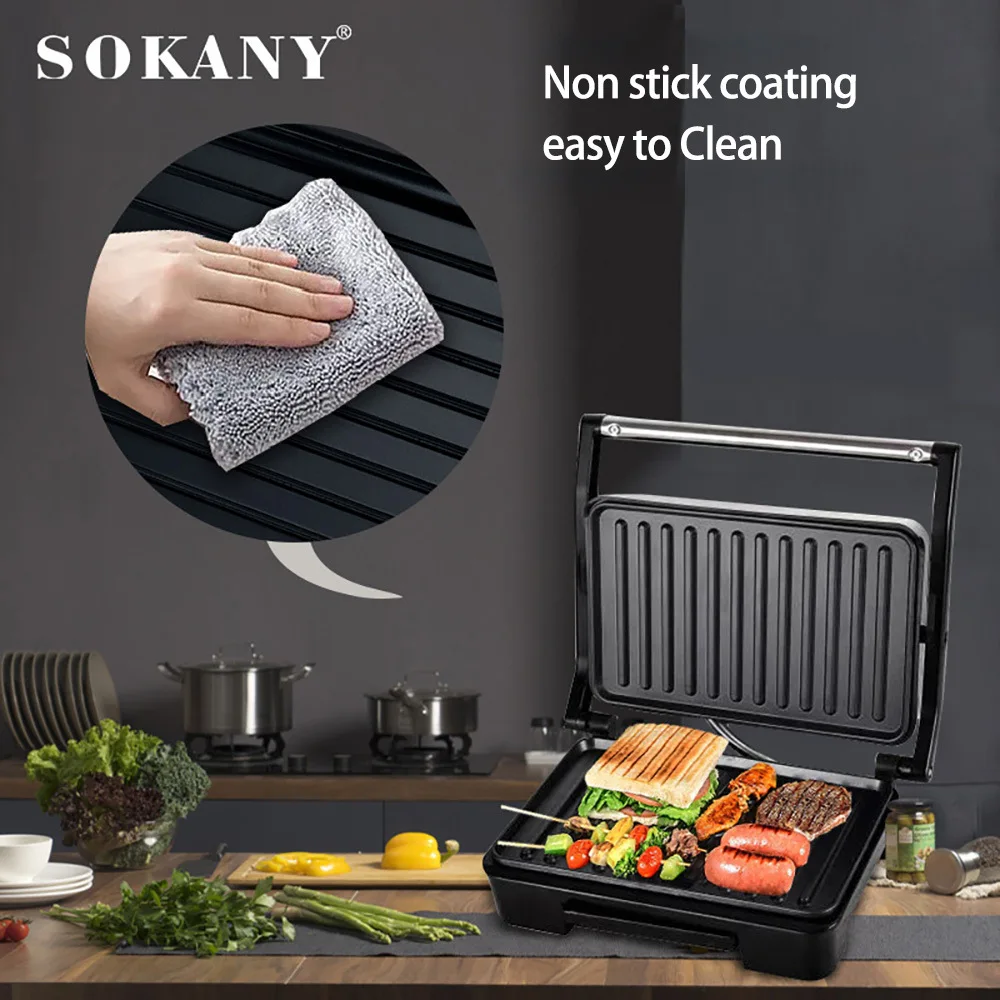 Panini breakfast machine grilled meat sausages sandwich waffle biscuit machine heated electric cake pan steak machine 110v