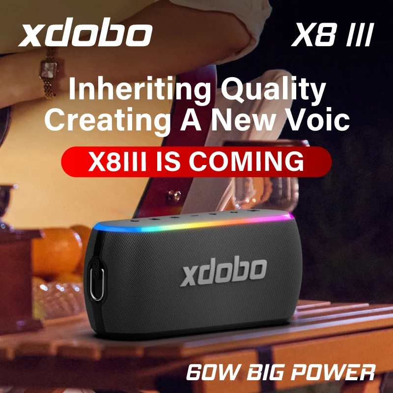 XDOBO X8 III 60W Portable Loud Wireless Stereo Speaker with Rich Bass and Colorful Lights TWS Pairing EQ Mode Outdoor Speaker