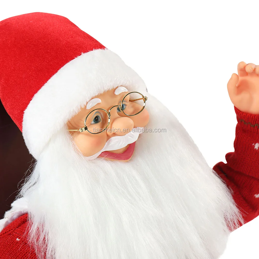 
55cm Chair Animated Santa Claus with Light Christmas Ornament Figurine Decoration Xmas dolls Holiday Collection Home Gifts 