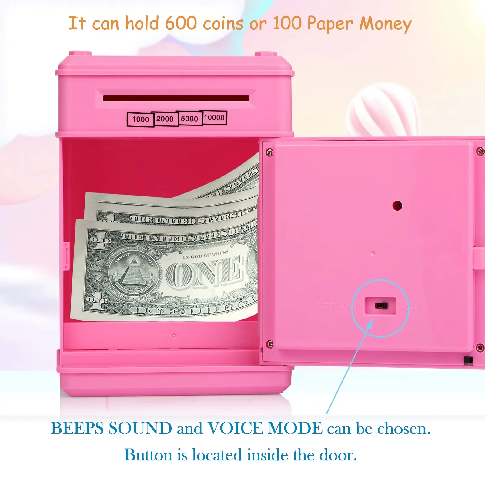 Custom  plastic atm machine piggy bank for kidselectronic toys education save money box electronic money safe box for money