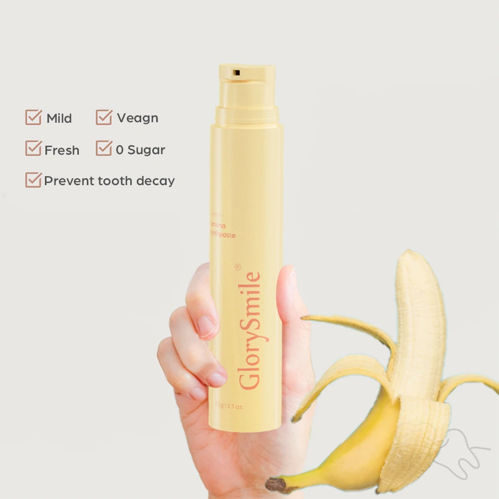 Popular Design Fruit Toothpaste 60g Pump Bottle Fresh Breath Strawberry Banana Toothpaste Private Label