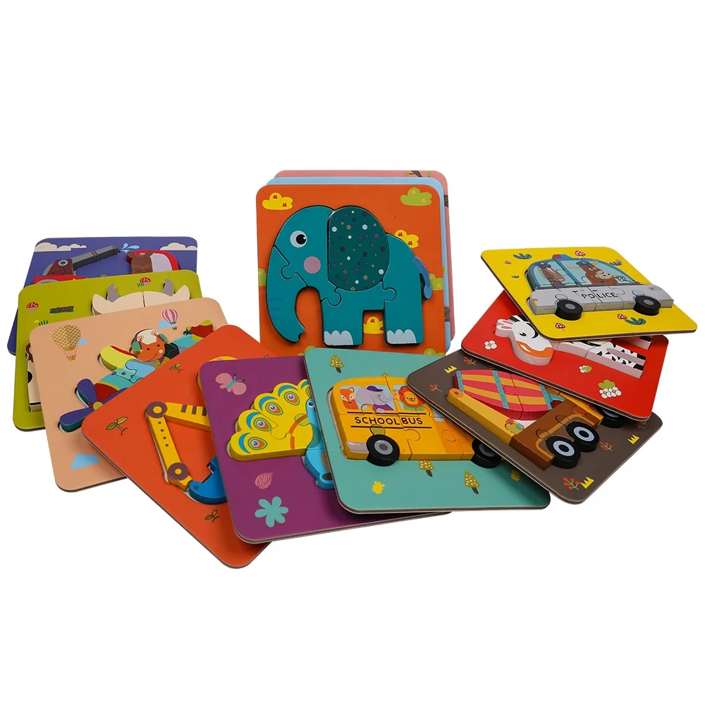 hot new design 3d wooden jigsaw puzzle for early educational kids toy