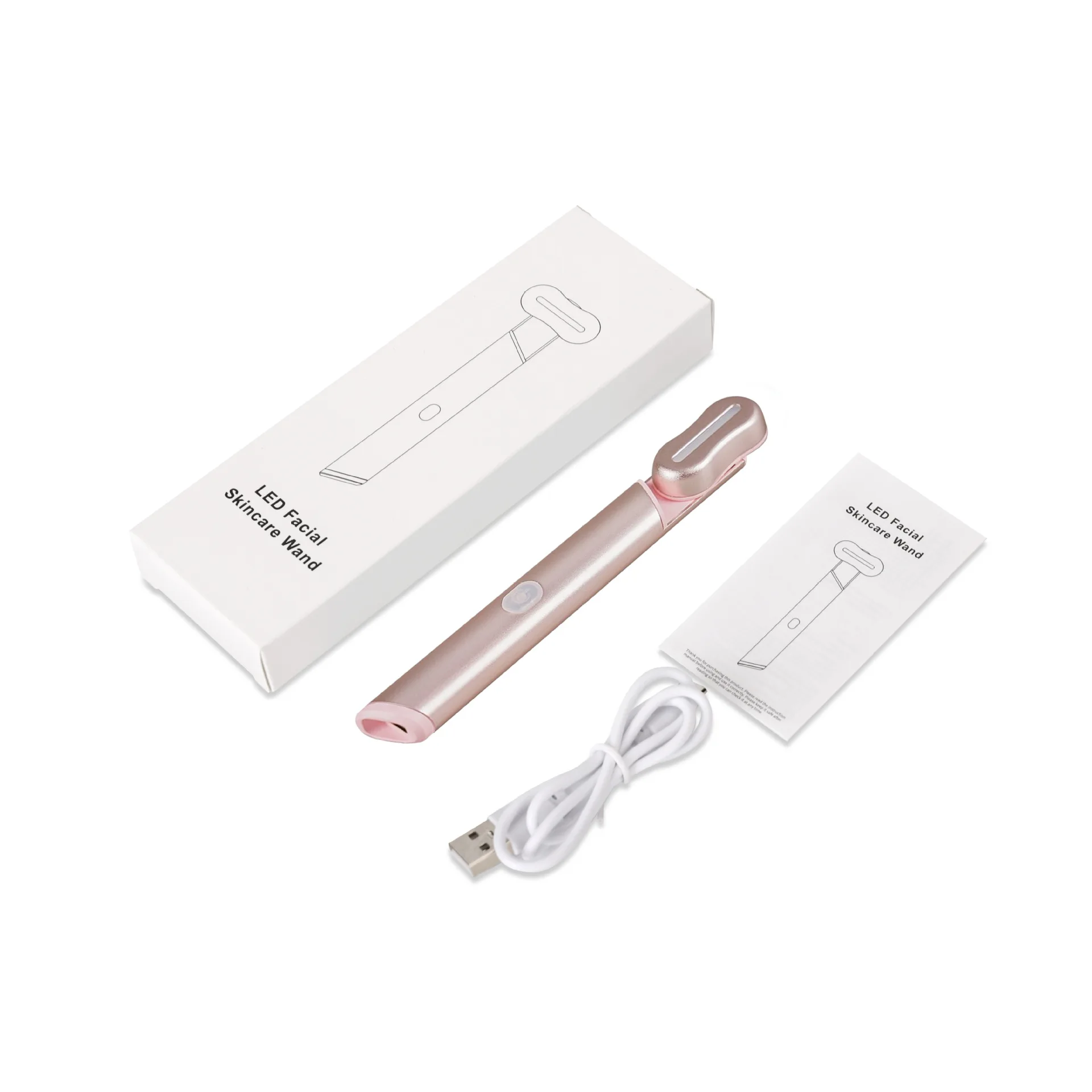 4 in 1 Led Facial Wand Red Led Light Therapy Wand Microcurrent Hot Compress Led Facial Skincare Wand