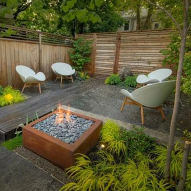 Large Outdoor Decorative Corten Steel Metal Gas Fire Pit