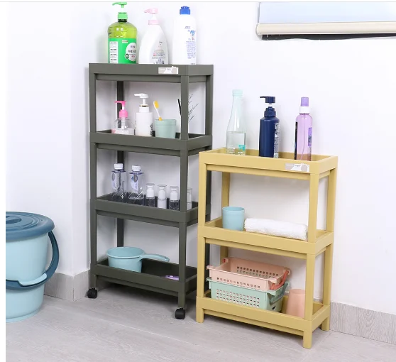4 Layer multi-function plastic shelving for home bathroom kitchen and office used