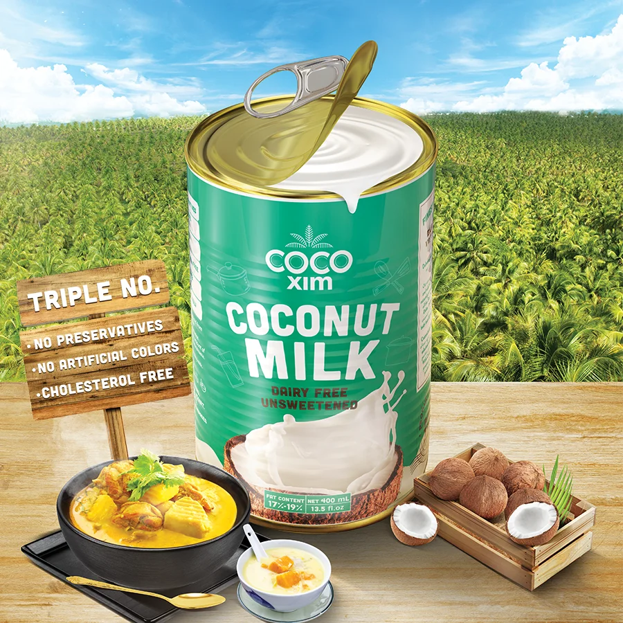 Organic Coconut cream - 400ml tin can-  Cocoxim - Made in Vietnam - Whatsapp: +84354669243 for free sample, OEM with small MOQ