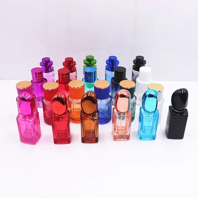 Glass perfume Bottle Gradually Colorful Thickened Round Cosmetics Press Empty Bottle