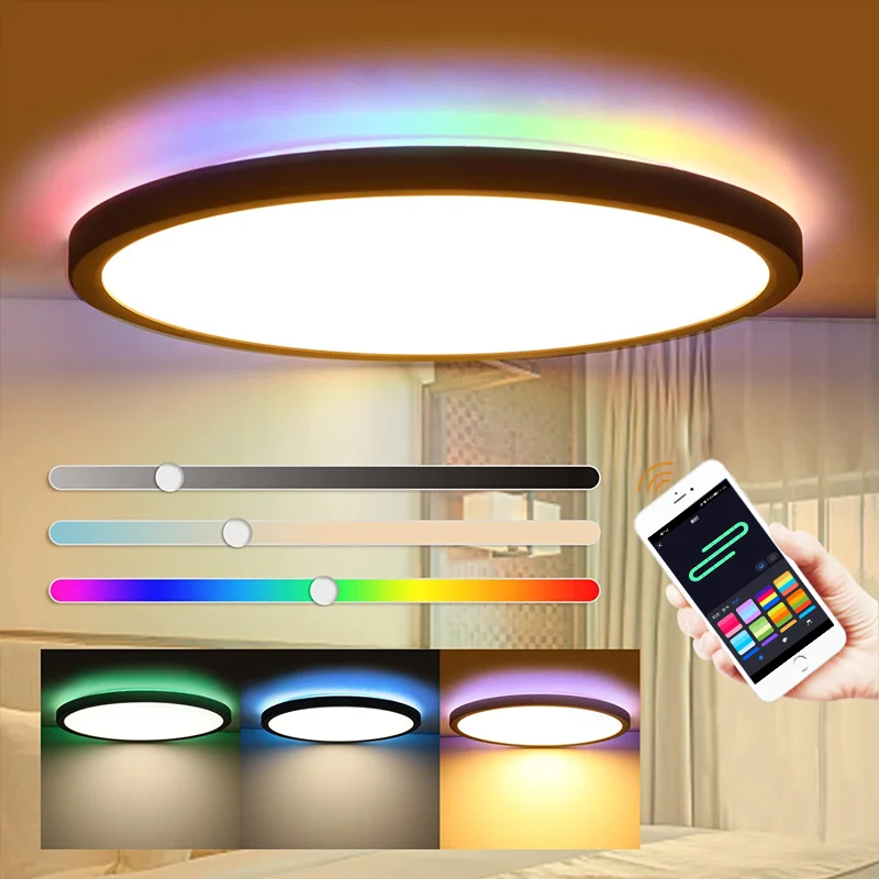 Alexa Google Tuya Wifi RGBW dream full color running chasing effect smart led ceiling light for bedroom