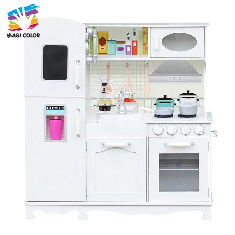 
Ready To Ship big children wooden white kitchen toy for pretend play W10C409 