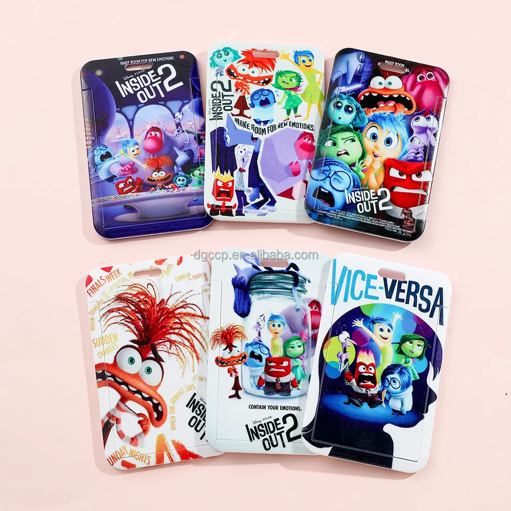 Hot sales American Anime Inside Out Card Holder Lanyard Anti-Lost Name Badge Bus Work ID Card Case with Lanyard