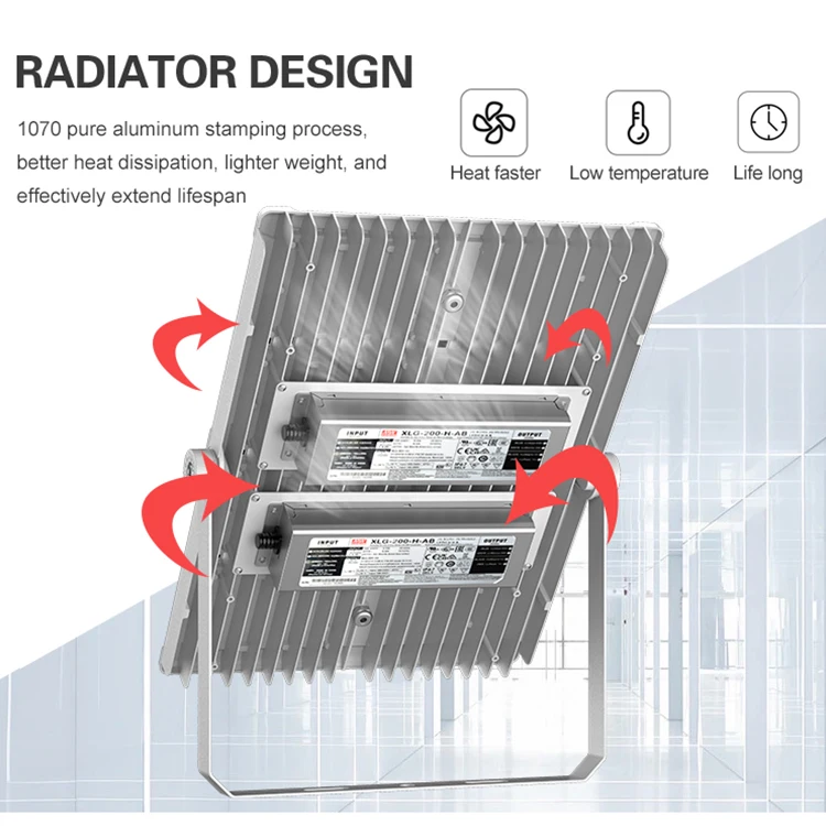 High Lumens Street Stadium Tunnel Lighting Outdoor Ip65 Waterproof Aluminum 200w 300w 400w Led High Mast Light