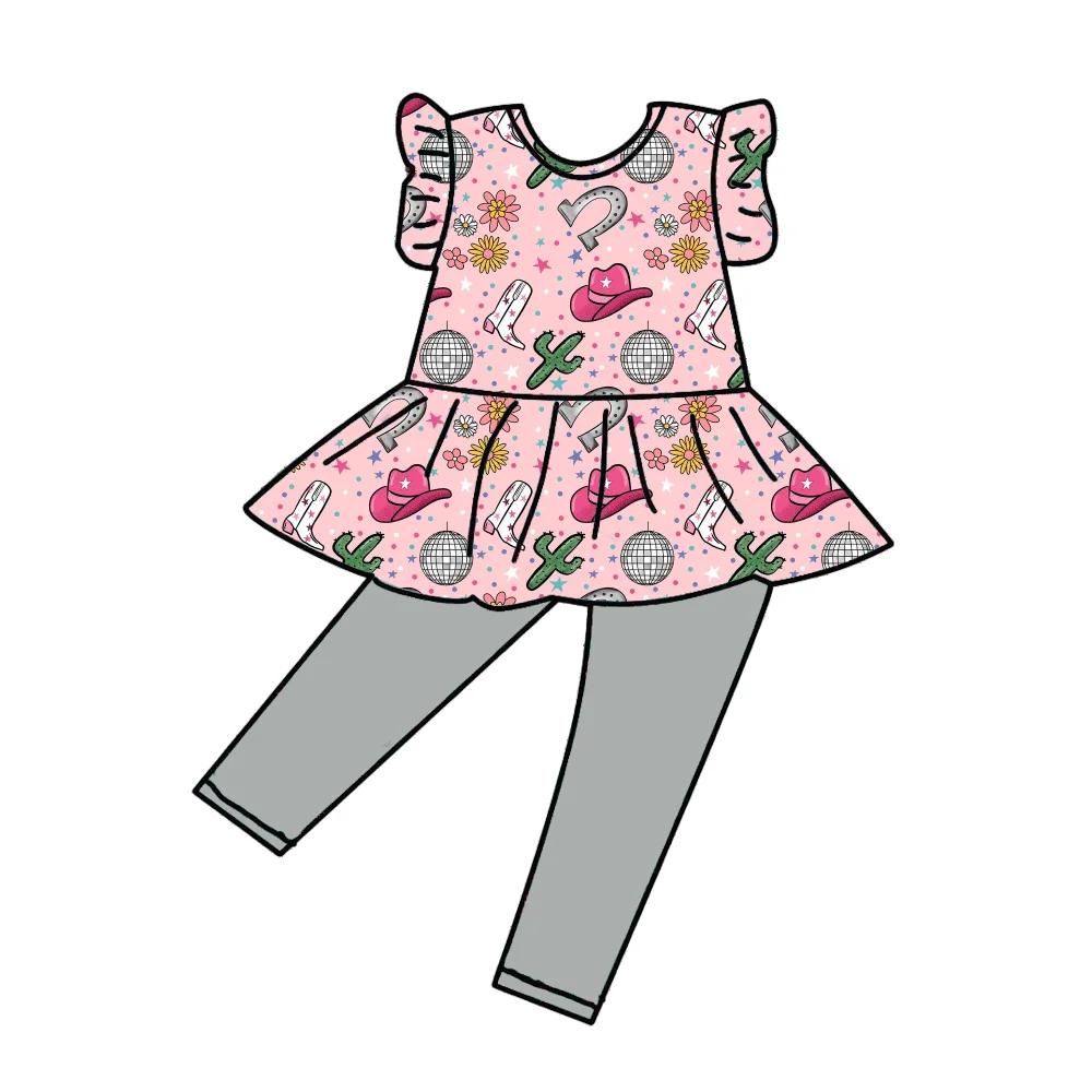 2025 Summer clothes set baby girls 4july bow design peplum t shirt  pants 2pcs outfit fashion girls hot sell clothes