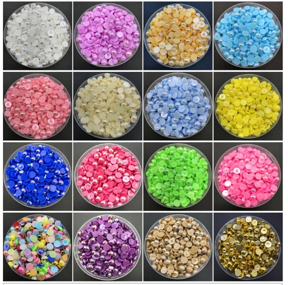 Yantuo factory Wholesale ABS Half Pearls 2mm-14mm Size Flat-back Pearl Resin Rhinestones For Nail Art,Bag,Tumblers
