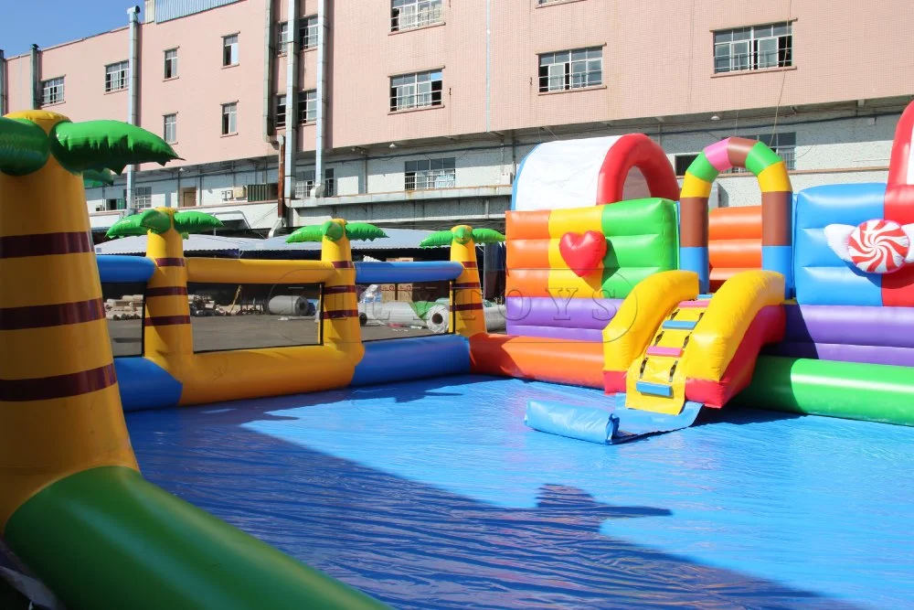 LilyToys Geant candy theme water park on land for Kids, Inflatable Water Slide For Frame Pool/Inflatable Pool