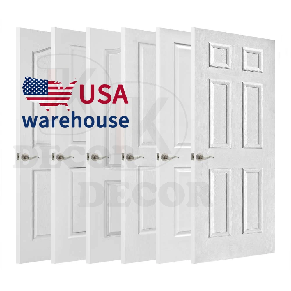Склад в США 6 панелей текстура поверхности соты Деревянные белые грунтовки внутренние двери для дома