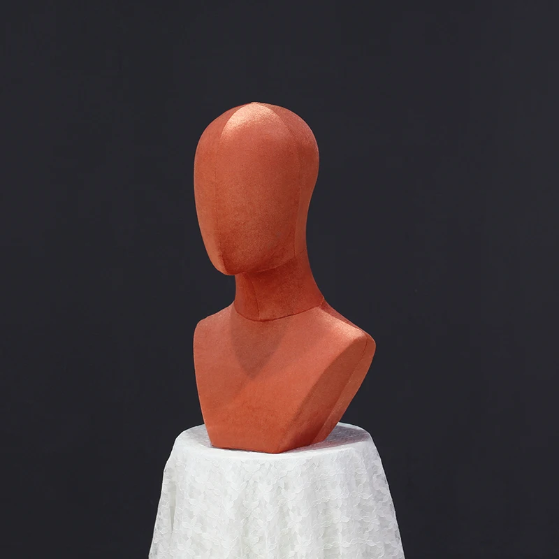 Wholesale Custom Color Fabric Covered Mannequin Head Black Wig Display Pin Foam Styrofoam Velvet Mannequin Head for Wigs