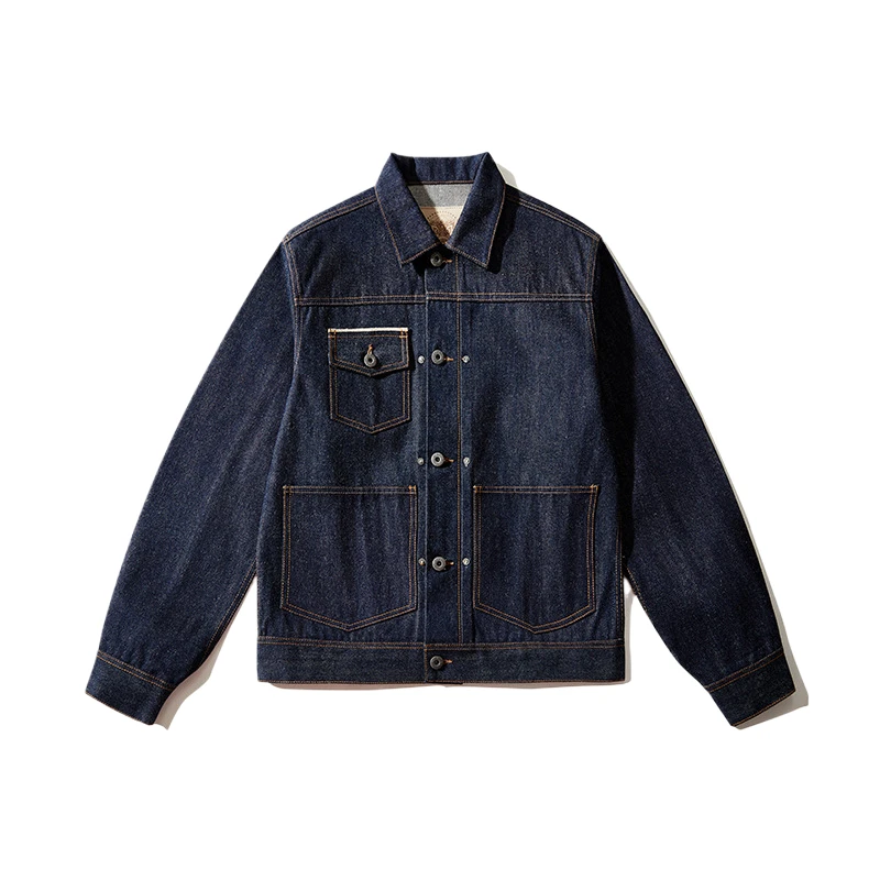 Мужская джинсовая куртка Selvedge японская винтажная сырая