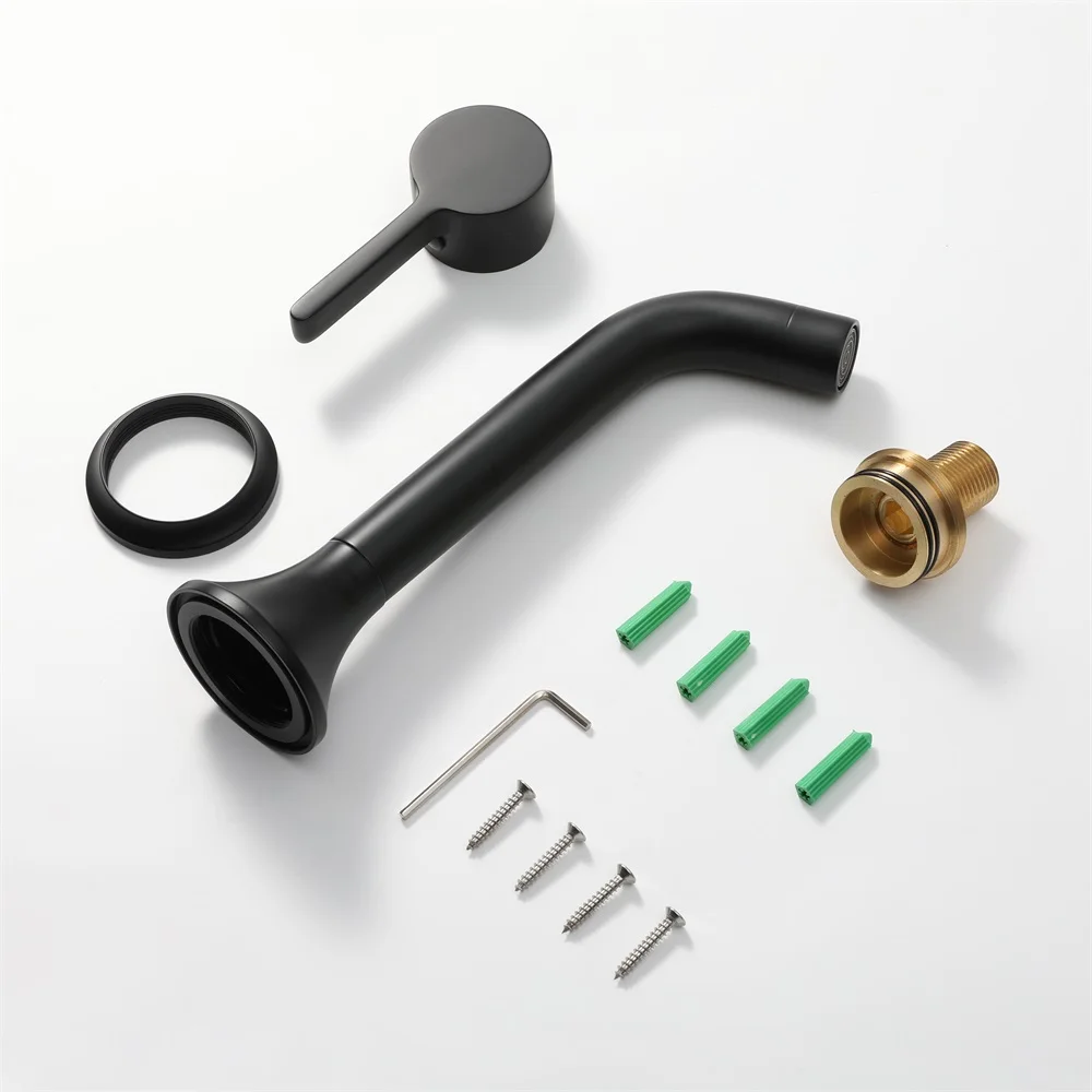 Minimalist Wall-mounted Brass Bathroom Faucet Single Brass Handle Basin Mixer Tap Kitchen Water Tap Sanitary Ware