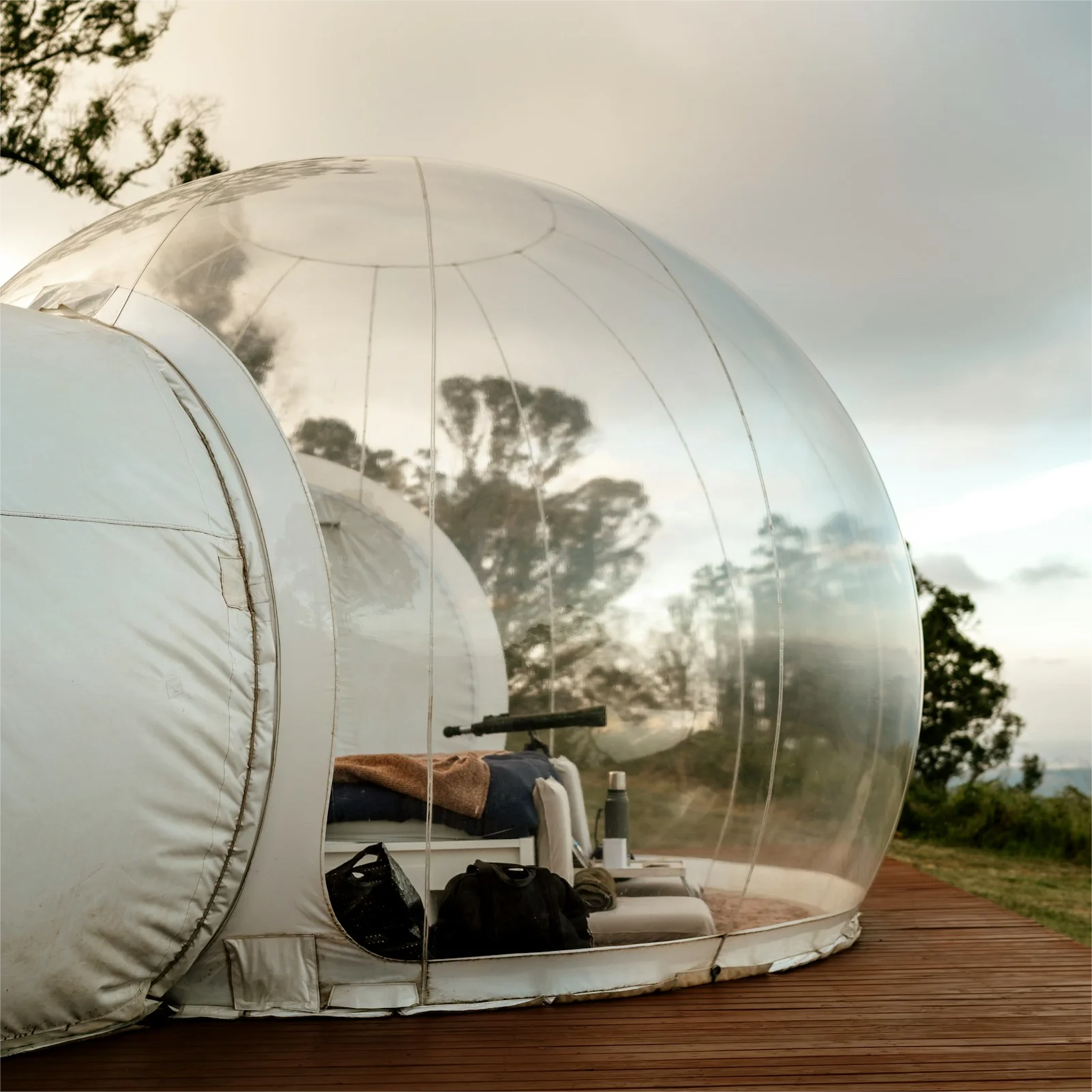 Wholesale PVC Glamping Dome Luxury Inflatable Bubble House for Camping and Antertainment with Two Aisles