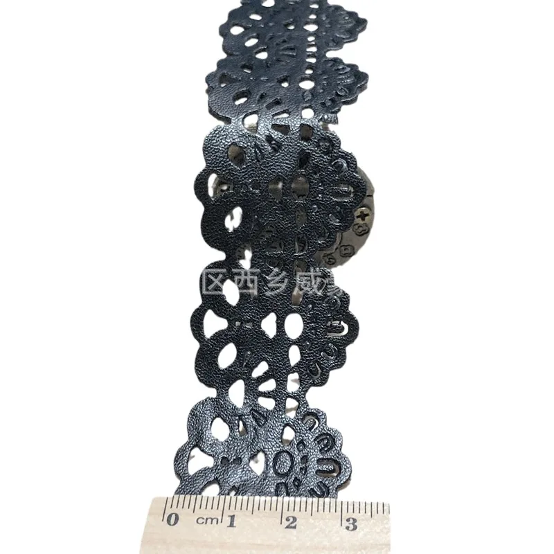 Ultrasonic carved hole leather strap lace new arrival wave small flower PU hollow bar code dance dress lace ornament
