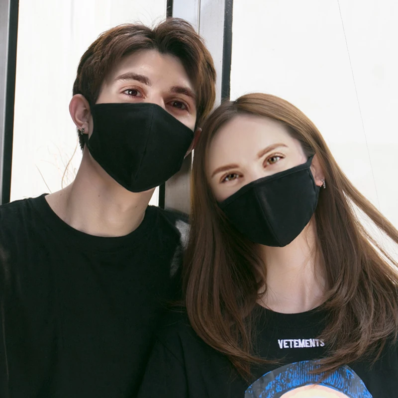 black custom design logo fashion wholesale reusable washable protective mask cotton cloth party face masks windproof dust proof