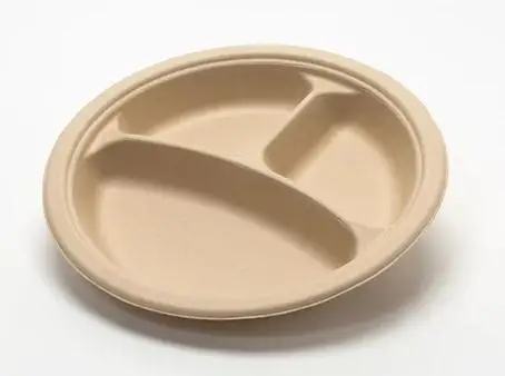 100% Biodegradable Disposable Sugarcane 3 Compartment Meal