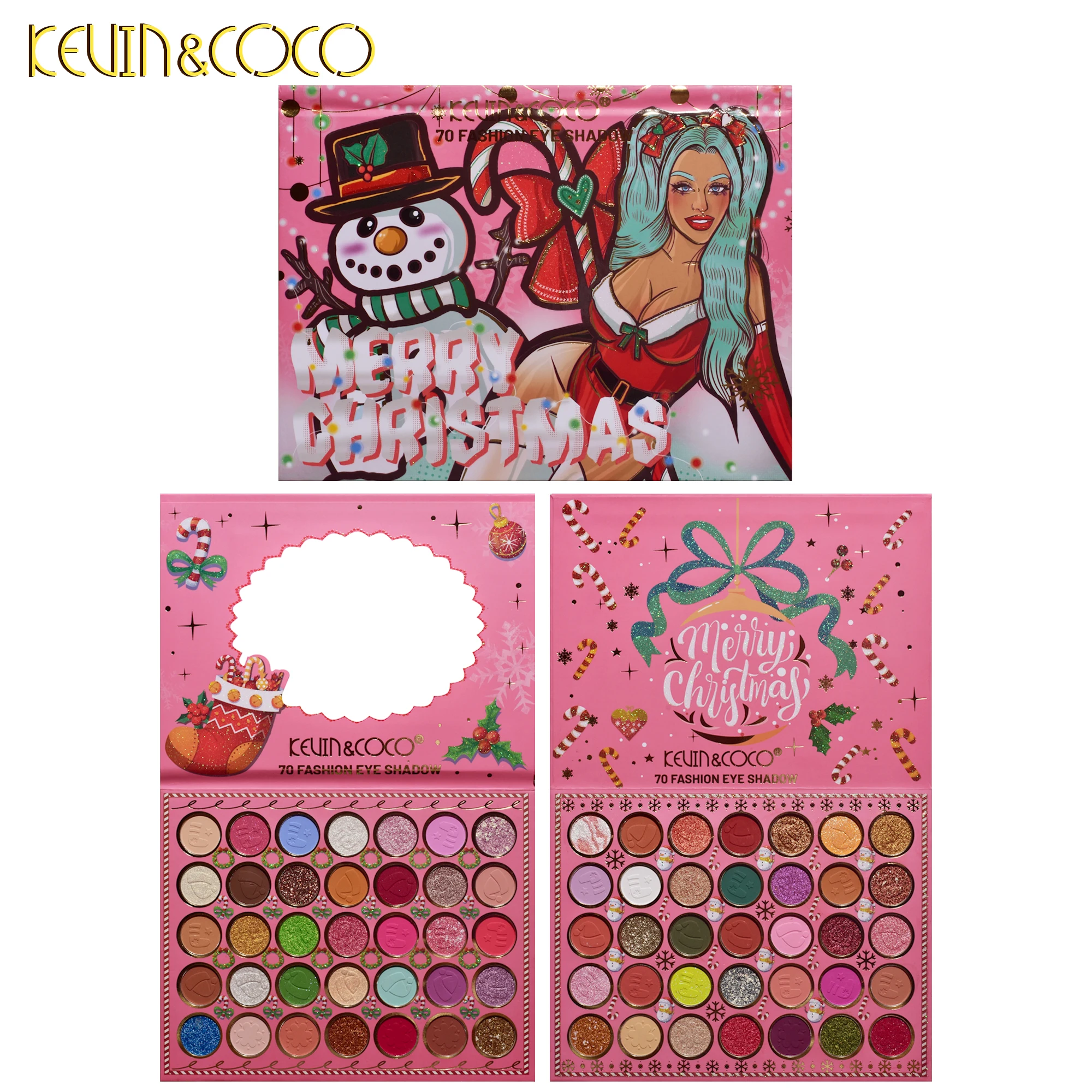 Wholesale Christmas Kevin coco Eyeshadow Palette 70 Colors High PigmentHot sale Cosmetic Long-Lasting Matte Makeup sombra de