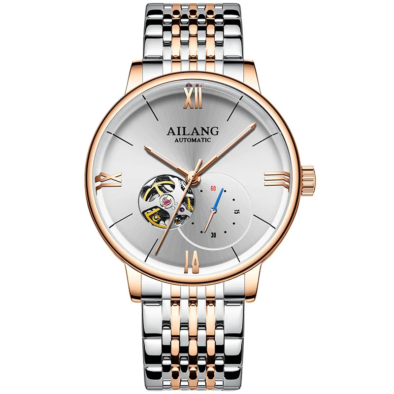 AILANG Luxury Watch Men Automatic Luminous Black Clock Men Stainless Steel Waterproof Mechanical Watch Relogio 8268