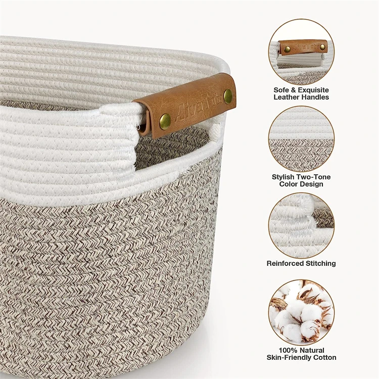 Cotton Rope Baskets Rope Storage Baskets for Organizing Decorative Storage Baskets for Living Room