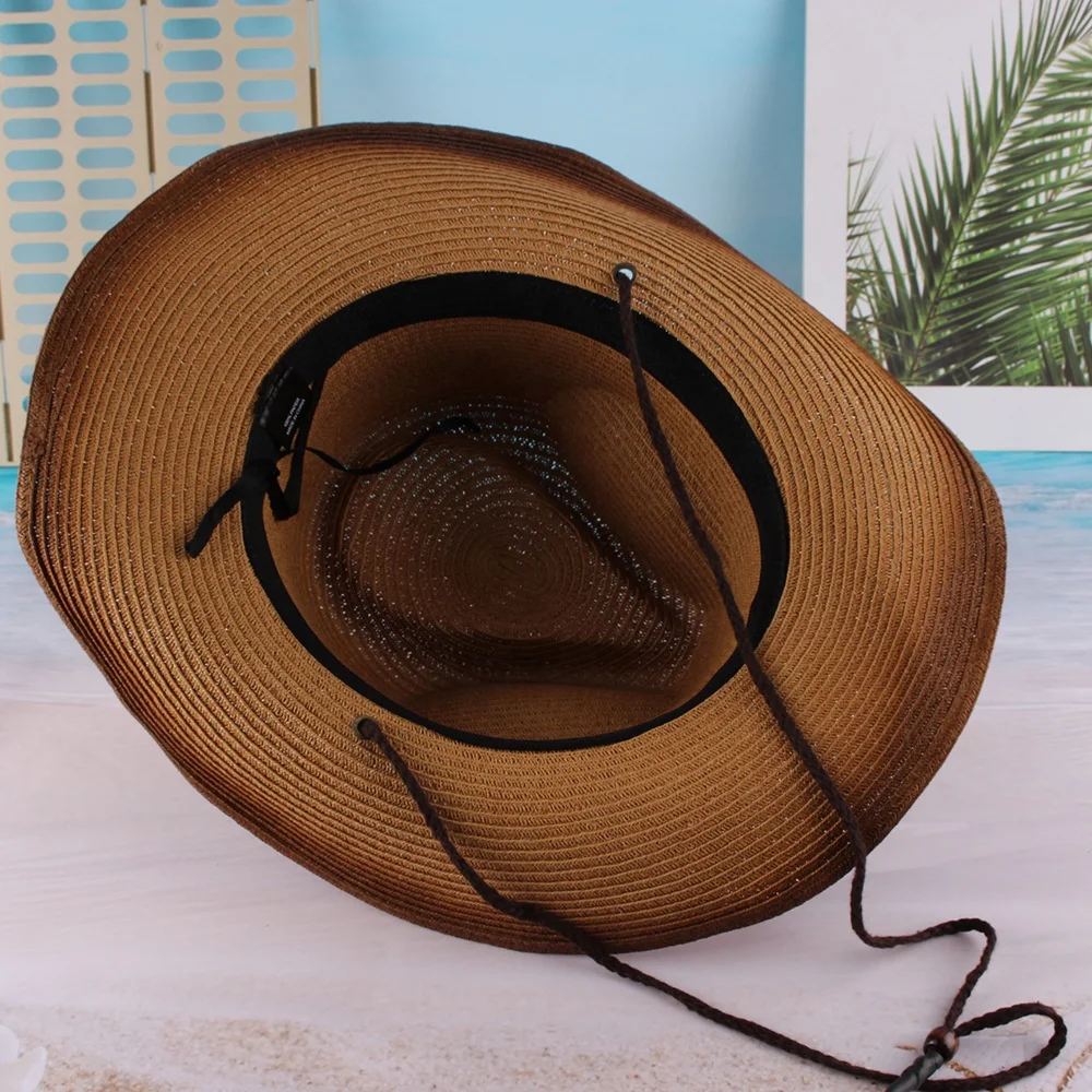 Hot Sale Western Cowboy Hat New Curled-up Jazz Top Hat European Style Summer Straw Hats With Large Brims