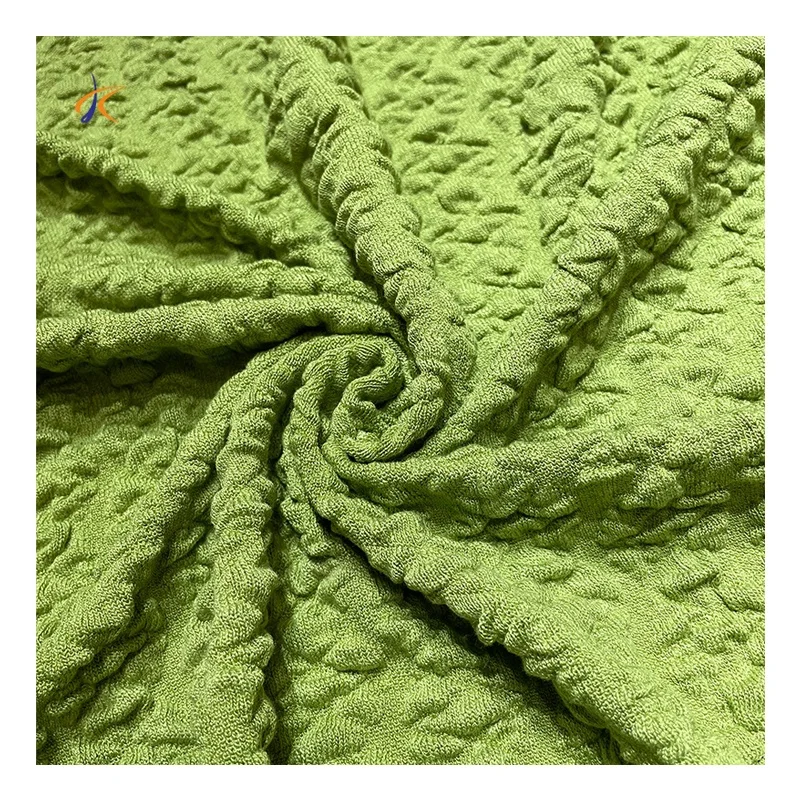 New rayon blend knit jacquard stretch single bubble crepe warp knitted fabric for dress