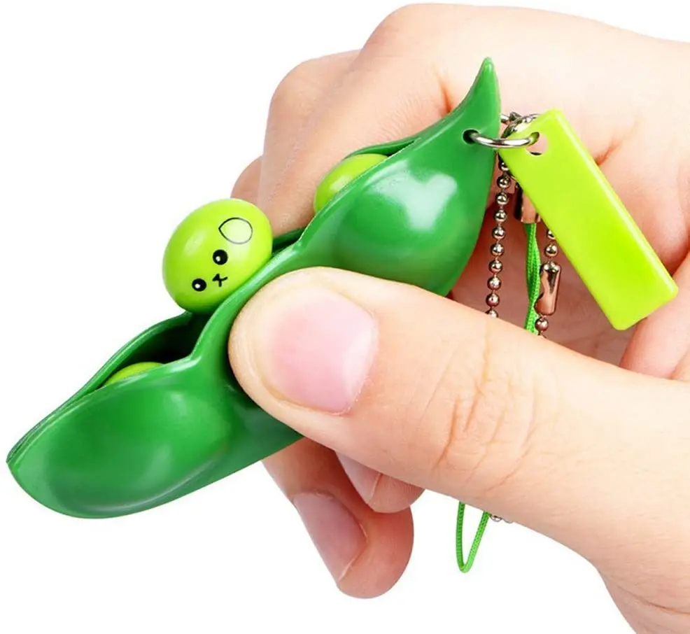 
Green bean Fidget Sensory Key chain or ball chains simple squeeze toys 